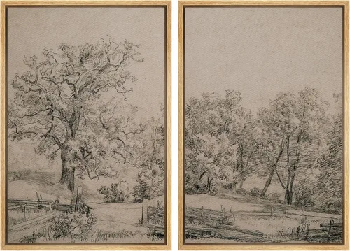 Miniatura 33 de MUDECOR Lienzo enmarcado para pared, bosque brumoso, reflejos, paisaje tranquilo, ilustraciones modernas, arte decorativo, bohemio, tranquilo/zen