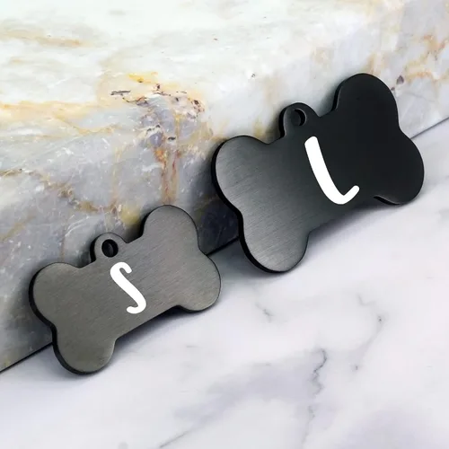 Miniatura 6 de Ultra Joys - Etiqueta personalizada de identificación para mascotas para perros, etiqueta de identificación de hueso de acero inoxidable cepillado