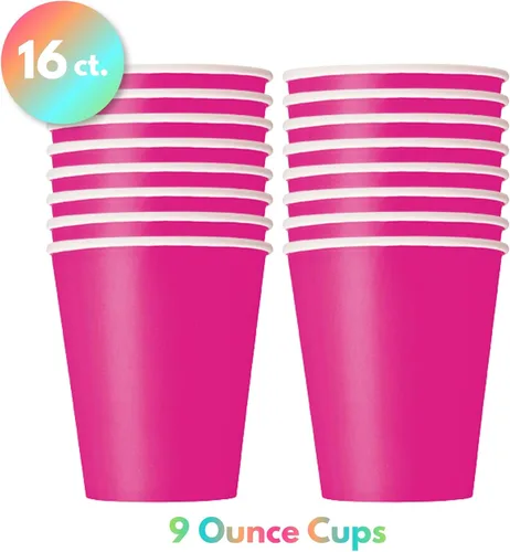 Miniatura 6 de Live It Up! Party Supplies Wild Child Happy Birthday - Platos de postre de papel con estampado de animales, servilletas y tazas de color rosa