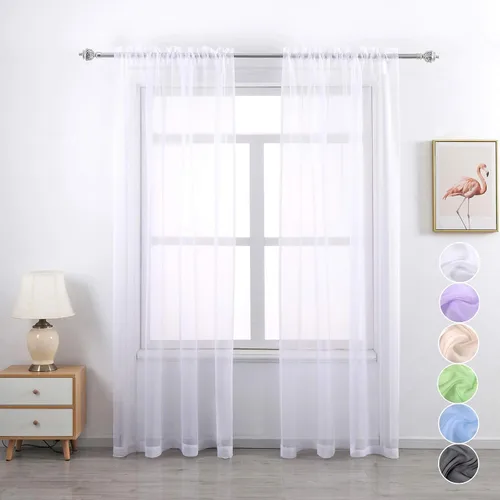 Miniatura 17 de GYROHOME Cortina de gasa transparente con bolsillo para barra, filtro de luz solar, protege la privacidad de poliéster transparente para sala