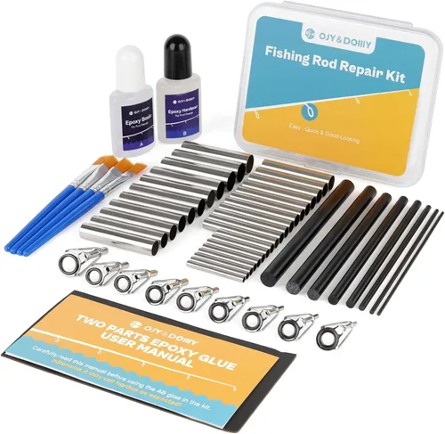 Miniatura 8 de Kit de reparación de caña de pescar completo, enfoque fácil y rápido para reparar caña de pescar rota con pegamento epoxi 33 EU