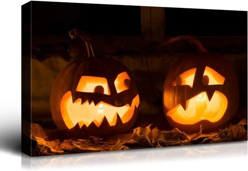 Miniatura 43 de Denozer - Pintura artística de pared de Halloween, impresión artística sobre lienzo para dormitorio, sala de estar, decoración de pared del hogar