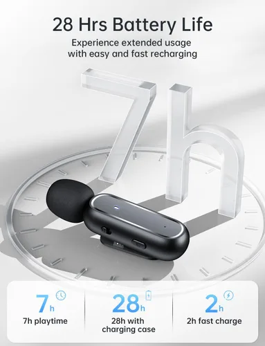 Miniatura 4 de Micrófono inalámbrico Lavalier para iPhone iPad con estuche de carga 7H Clip en el micrófono de solapa inalámbrico, paquete de 2 micrófonos