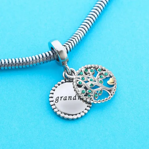 Miniatura 5 de KunBead Abalorios colgantes de plata con forma de árbol de la vida para cumpleaños de la abuela, Metal, Cobre