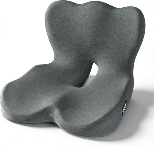 Miniatura 9 de Exclusivo Mezcla Cojín de asiento de espuma viscoelástica, cojines ergonómicos para aliviar el dolor del coxis, almohadilla de asiento Negro