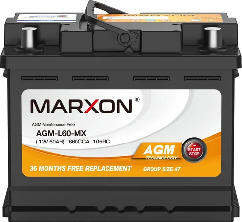 Marxon Group 47 Batería de Coche 12v 60AH 650CCA H5 AGM Baterías para Camiones Baterías de Automoción Libres de Mantenimiento Reemplazo de Arranque