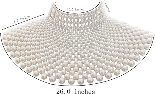 Miniatura 7 de Fine Fashion Collar de perlas egipcias hecho a mano con peto de cuentas para mujer, accesorios de gargantilla, Perla sintética
