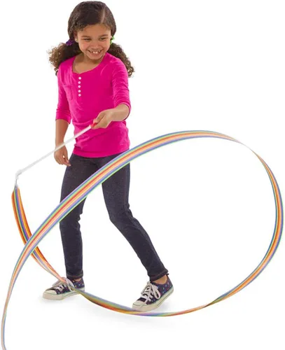 Miniatura 4 de Paquete de 4 cintas de baile de 6.6 ft, cintas de gimnasia rítmica con serpentinas de arco iris, varitas giratorias en palos para baile artístico