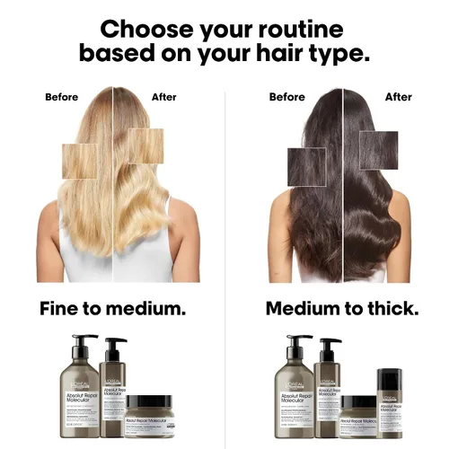 Miniatura 8 de L'Oréal Professionnel Paris Absolut Repair Molecular Shampoo - Repairs Damage & Restores Strength For All Damaged Hair, With Peptide Bonder & Amino