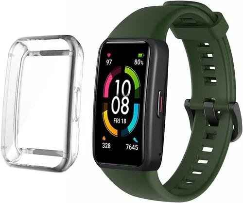 Miniatura 3 de Senter Funda de TPU suave premium Correas de repuesto de goma para Huawei Band 6/Honor Band 6 Smart Watch Verde ejército