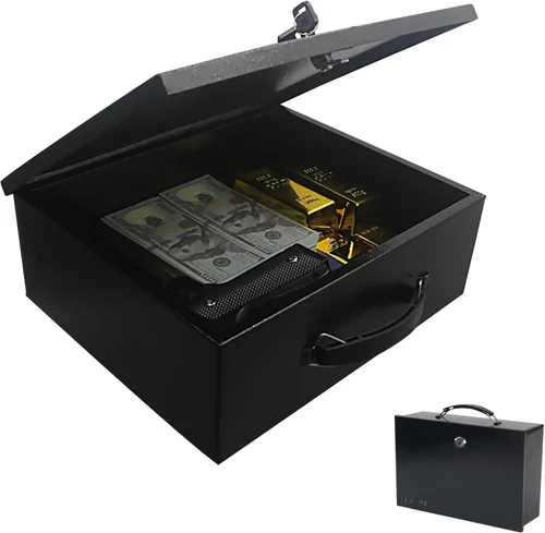 Yuanshikj Caja Fuerte Ignífuga con Cerradura para Documentos, Cerradura de Acero de Seguridad con Asa de Transporte, para Artículos Personales,
