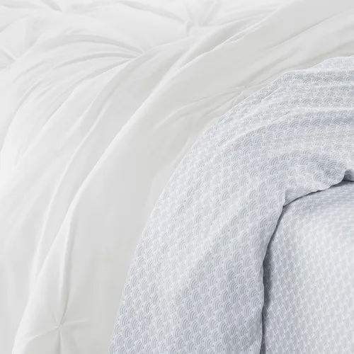 Miniatura 5 de SERTA Simply Clean - Cama plisada ligera de 5 piezas en una bolsa para todas las estaciones, tamaño individual/individual XL, azul celeste