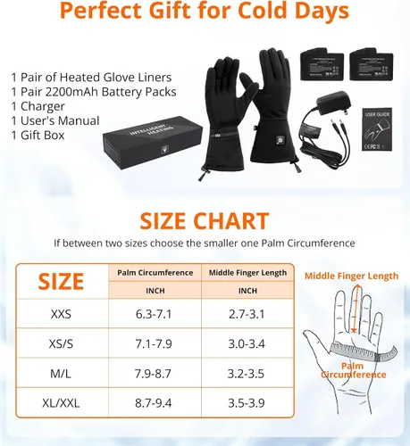 Miniatura 6 de Forros de guantes con calefacción para mujeres y hombres - Finos recargables, compatibles con pantalla táctil, calor de larga duración para deportes