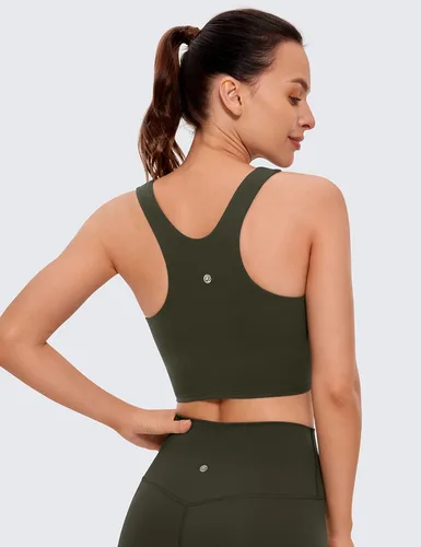 Miniatura 2 de CRZ YOGA Butterluxe - Brasier deportivo de cuello alto y espalda cruzada para mujer, camiseta corta acolchada para entrenamiento con brasier