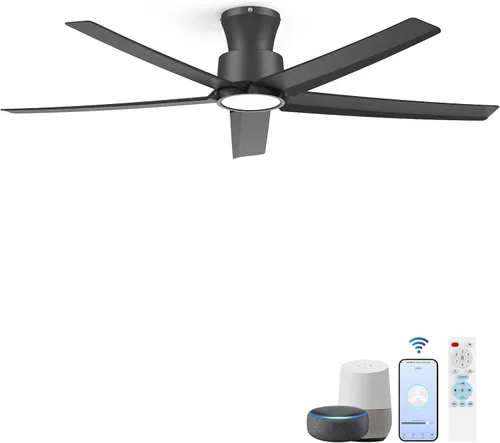 Miniatura 17 de ocioc Ventiladores de techo de 44 pulgadas con luces y control remoto, ventiladores de techo regulables con motor de CC silencioso reversible, Negro