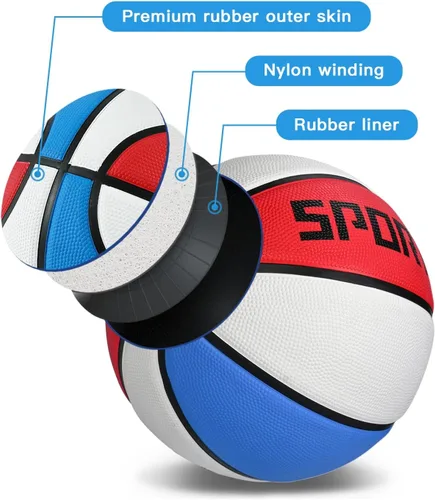 Miniatura 9 de KUYOTQ - Baloncesto para niños, jóvenes y adultos, tamaño 3/4/5/6/7 (22/25.5/27.5/28.5/29.5"), baloncesto premium de goma o cuero sintético