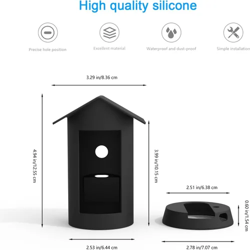 Miniatura 3 de HOLACA Funda protectora de silicona para R-ing Outdoor Cam Plus, batería - Funda protectora antiarañazos para una protección completa (negro)