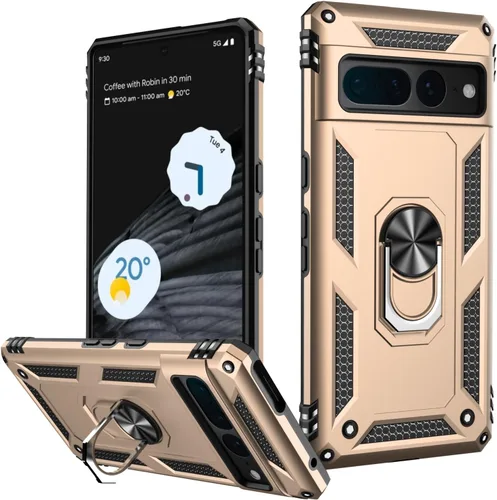 Miniatura 55 de LUMARKE Funda para Google Pixel 5 con protector de pantalla, pasa 16 pies, probada en caídas, grado militar, con soporte de anillo magnético, Rojo