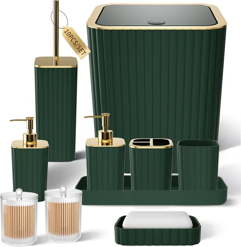 Miniatura 39 de XLHOMO Bathroom Set- 25PC Beige Bathroom Set, Bathroom Set with Shower Curtain and Rugs, Beige Shower Curtain Set, Toilet Brush, Bathroom Trash Can