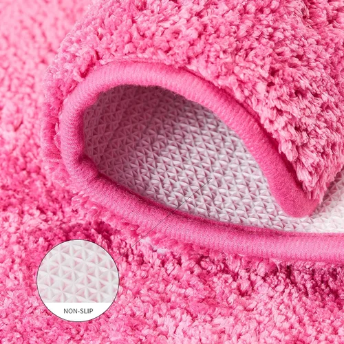 Miniatura 4 de Hello Lovely - Alfombra de baño suave y preparada, color rosa intenso, absorbente de agua, alfombra de ducha de microfibra, bonita y divertida