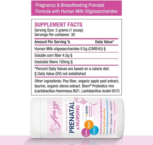 Miniatura 7 de Fórmula prenatal Avazza con fórmula TriBiom: probióticos + prebióticos + posbióticos para nutrir y estabilizar contra el intestino permeable.