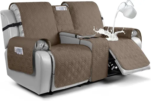 Miniatura 11 de VANSOFY Funda para Sofá de Dos Plazas Reclinable con Consola 100% Impermeable Fundas de Sofá Antideslizantes Funda de Sofá Reclinable Dividida Azuree