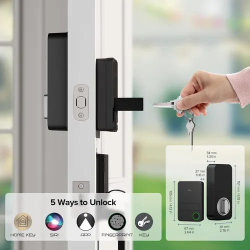 Miniatura 6 de X3 Apple Home - Cerradura de puerta con llave para el hogar, solo iOS, cerradura inteligente de puerta de entrada sin llave con huella digital, X3