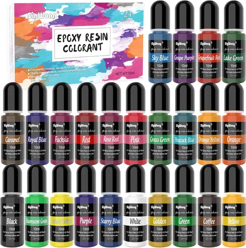 Miniatura 8 de Pigmento de resina epoxi – 24 colores de tinte translúcido líquido, altamente concentrado para hacer joyas, pintura, manualidades, 0.2 onzas 24