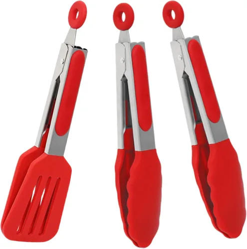 Miniatura 13 de Juego de 3 pinzas de cocina de 12 pulgadas, pinzas de silicona con puntas de silicona y mango de acero inoxidable, pinzas para cocinar, hornear