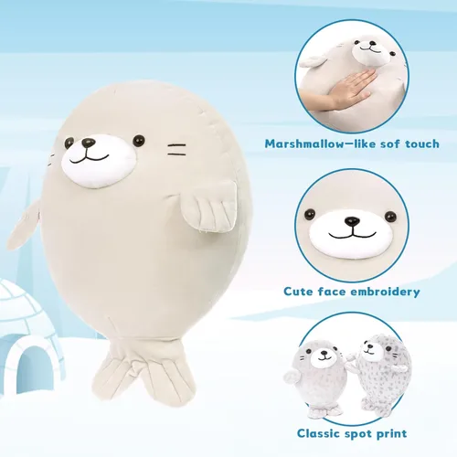 Miniatura 9 de MaoGoLan 5 piezas de peluche de foca gorda con 4 bebés en el interior - Almohada gigante de animal de peluche de foca ultrasuave de 20 pulgadas