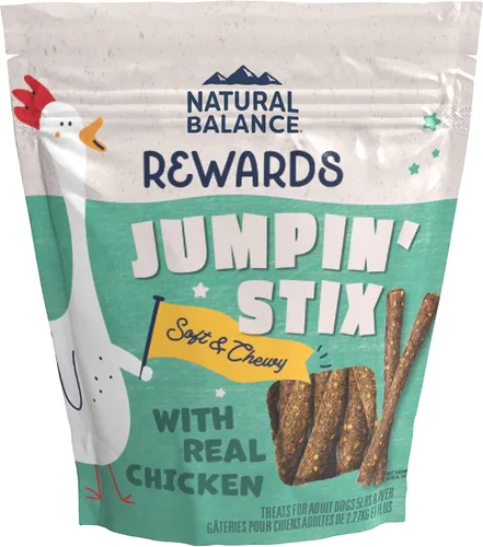 Natural Balance Premios con ingredientes limitados Jumpin' Stix, golosinas sin granos para perros adultos de todas las razas, receta de pollo, 10