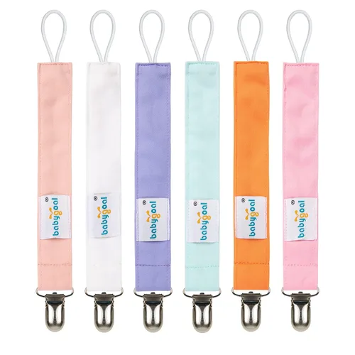 Miniatura 19 de Babygoal 6PBM05-HZ Juego de 6 prendedores para chupón para niños y niñas, se adaptan a la mayoría de los estilos de chupones y juguetes de dentición