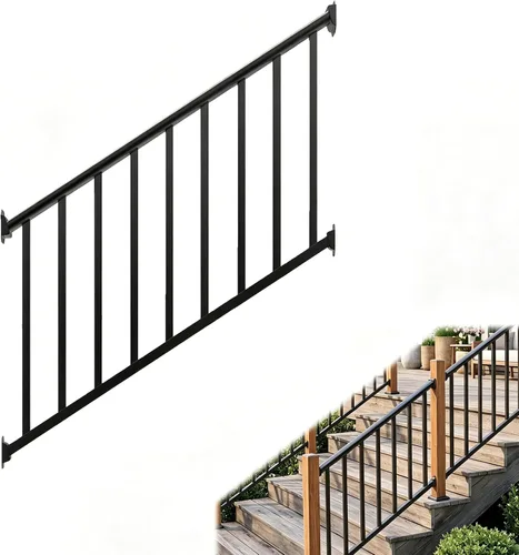 Miniatura 35 de Barandillas de mano para escalones al aire libre, pasamanos de escalera de 2 escalones y barandilla de escalera interior, barandillas Metty Metal