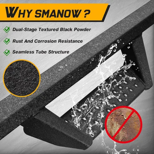 Miniatura 5 de SMANOW Estribos laterales compatibles con Ford F150 SuperCrew Cab 2009-2014 con 4 puertas de tamaño completo. Revestimiento de polvo negro