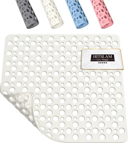 Miniatura 10 de HITSLAM - Alfombrilla de ducha antideslizante, 21 x 21 pulgadas, alfombrilla de baño cuadrada para bañera antideslizante con ventosas y agujeros