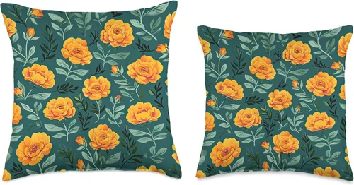 Miniatura 3 de Marigold Cute Flower Pattern Throw Pillow