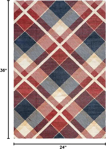 Miniatura 2 de nuLOOM Anastasia - Alfombra decorativa a cuadros altos y bajos, 2 x 3, color rojo