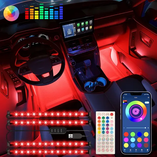 Miniatura 8 de Luces interiores de coche Keepsmile Accesorios para automóvil Control de aplicación con sincronización de música remota Cambio de color RGB