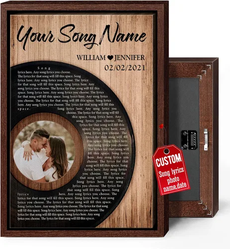 Miniatura 34 de H-DEWALL Lienzo personalizado con letras de canciones enmarcado, regalos para ella, obra de arte para el dormitorio, lienzo musical personalizado