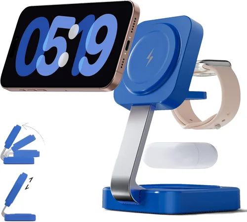 Miniatura 12 de RYND Estación de carga rápida inalámbrica Mag-Safe 2026, cargador magnético 3 en 1 con iPhone 17, 16, 15, 14, 13, 12 Pro Max, serie Apple Watch