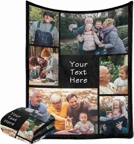 Miniatura 13 de Manta personalizada con fotos, manta personalizada con retrato familiar para padres, niños, perros y familia, manta personalizada para un día