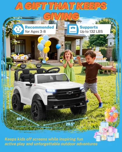 Miniatura 8 de ENYOPRO - Juguetes de paseo de 2 plazas y 24 voltios para niños, con licencia Chevrolet Silverado LT Trail Boss Ride on Truck con control remoto