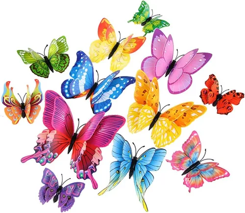 Miniatura 9 de BOPART - 24 calcomanías de mariposa 3D para decoración de fiestas, mariposas azules, decoración de pared, mariposa magnética para manualidades