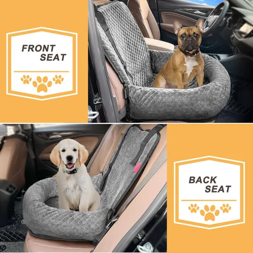 Miniatura 4 de Sephyroth Asiento de automóvil para perros pequeños/medianos, cama de automóvil para perros, asiento de seguridad de viaje lavable para mascotas