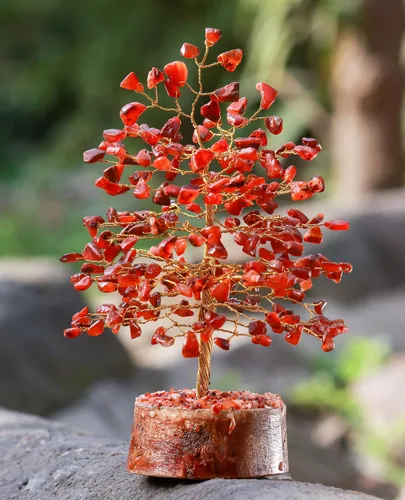 Miniatura 6 de Árbol de la vida de cristal de cornalina – Chakra para energía positiva, piedra preciosa hecha a mano, decoración de Feng Shui, bonsái de dinero