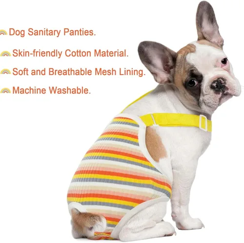 Miniatura 2 de QBLEEV Pañales para perras, bragas sanitarias lavables con tirantes ajustables, pañales reutilizables para cachorros, lindas bragas de período