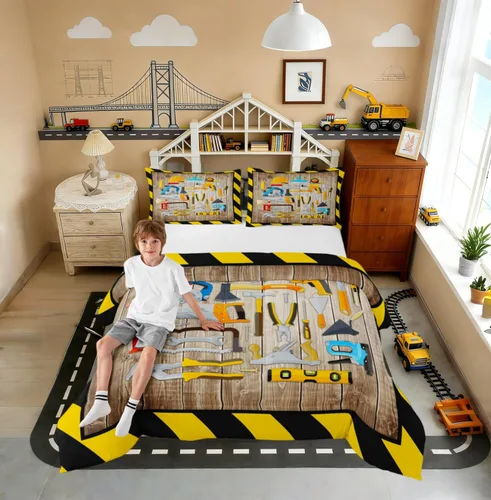 Miniatura 36 de Juegos de Edredón de Bombero Tamaño Twin para Niños, Adultos y Adolescentes, Juego de Ropa de Cama con Patrón de Insignia de Bombero y Llama