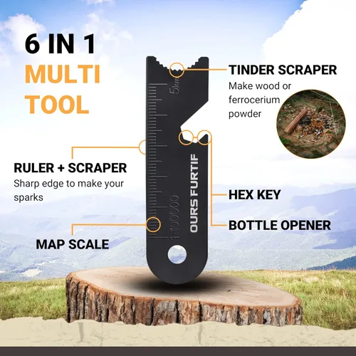 Miniatura 5 de Herramienta de Supervivencia Iniciador de Fuego - Barra de Ferro de Pedernal y Acero de 3/8" de Grosor - Kit de Supervivencia de Acero para Fuego