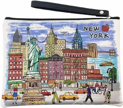 Miniatura 8 de Bolso grande de la mano del bolso del maquillaje del bolso de la cremallera del recuerdo de Nueva York para niñas y mujeres, JP-330133A, Bolso