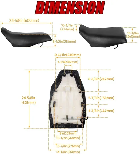 Miniatura 4 de HECASA Juego Completo de Asientos para ATV Nuevo Compatible con Honda TRX300 TRX 300 FW Fourtrax 4X4 1988-2000 Cómodo Resistente